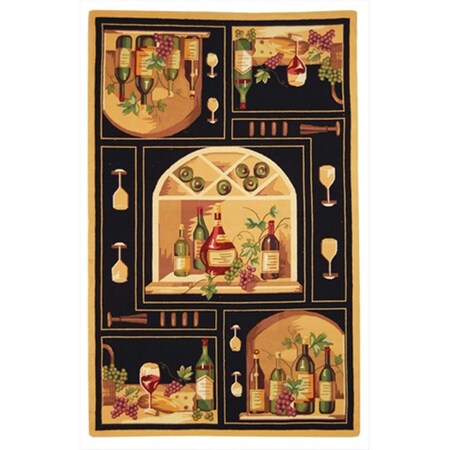 Safavieh 1 ft. - 8 in. x 2 ft. - 6 in. Accent- Transitional Chelsea Black And Multi Hand Hooked Rug HK254B-2